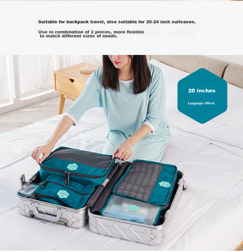 M Square Travel Storage Bag, Clothes Organizer, Portable Luggage Bag for Trips, Lake Blue, M*2 4