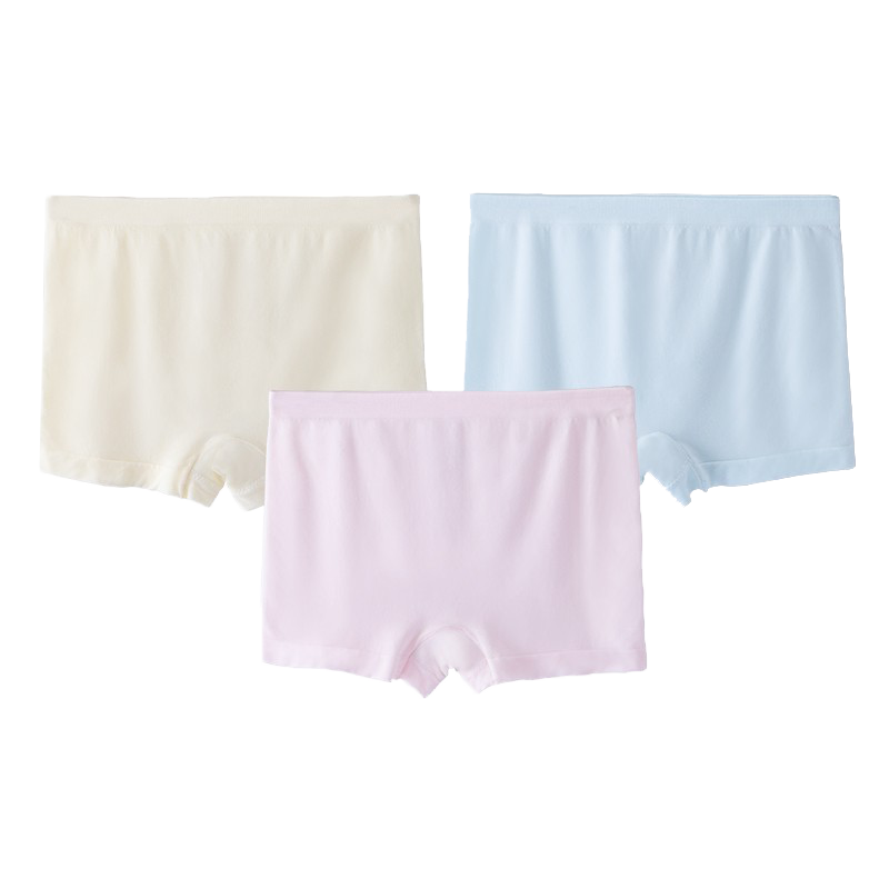 Hzasz Children's Underwear, Modal Fabric for Girls, Mid to Big Kids' Boxer Briefs, Developmental Stage Seamless Panties for Young Girls, N40, Cream Skin Color, Size L
