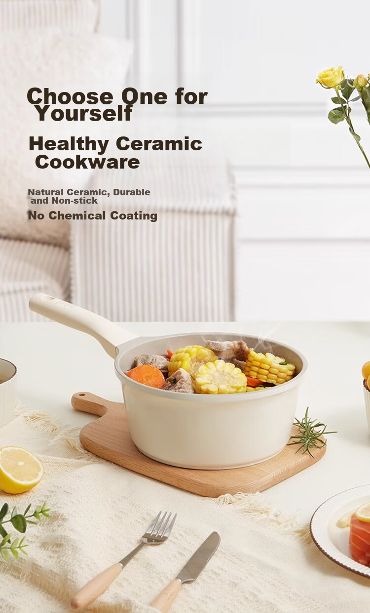 REDCHEF Ceramic Milk Pot with Titanium Baby Food Pot 18cm Infant Small Milk Pot Non-Stick Bottom for Gas Stove And Induction Cooker 3