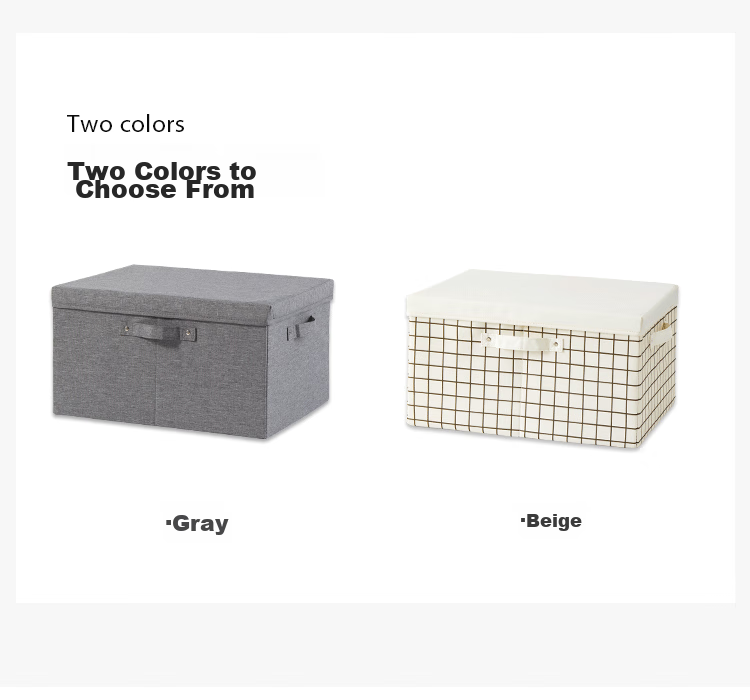 EACHY Fabric Storage Box for Clothes, Foldable Wardrobe Organizer, 40L Beige Grid 9