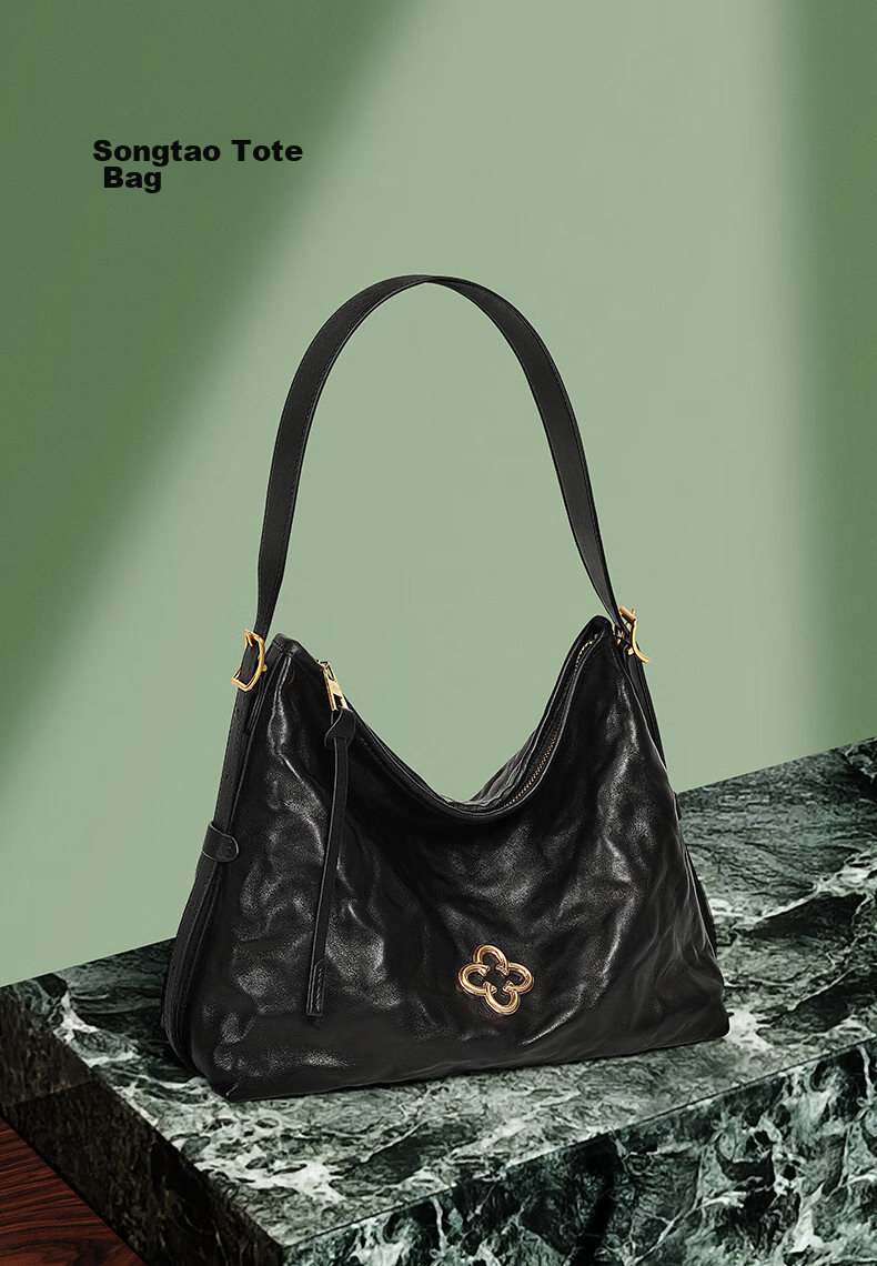 CASSILE [Celebrity Style] Cassile Tote Bag for Women, Vegetable-Tanned Leather Light Luxury Crossbody Hobo Bag, Birthday Gift 1