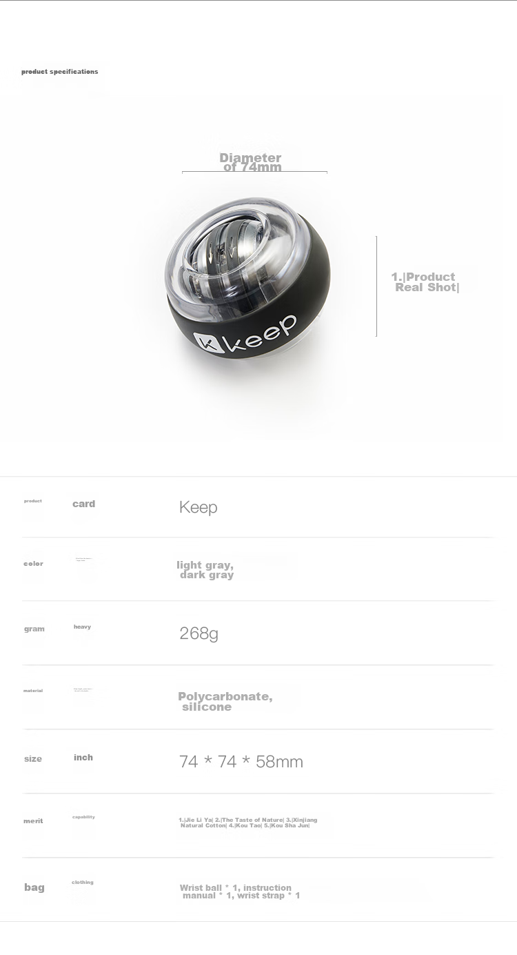 Keep Arm Strength Ball, Stress Relief Training, Arm Strength Device, Grip Ball, Variable Speed Colorful Lights, Centrifugal Spinner, Metal, Dark Gray 11