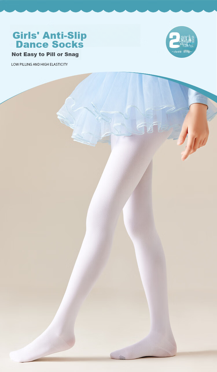 LangSha Children's Socks, Girls' Leggings, Spring And Summer Thin Style, Young Girl Pantyhose, Non-Slip Dance Socks, 2-Pack, M Size 1