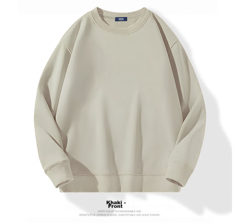 Mianzhi Men's Sweatshirt, Trendy Solid Color, Loose Round Neck, Versatile Casual Top, White, 2XL 20