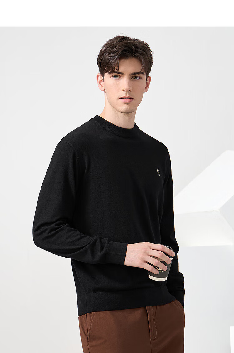 DANCING WOLVES 【Wool】 Autumn Winter Classic Men's Thermal Sweater Round Neck Long Sleeve 306 Brown Size 175 8