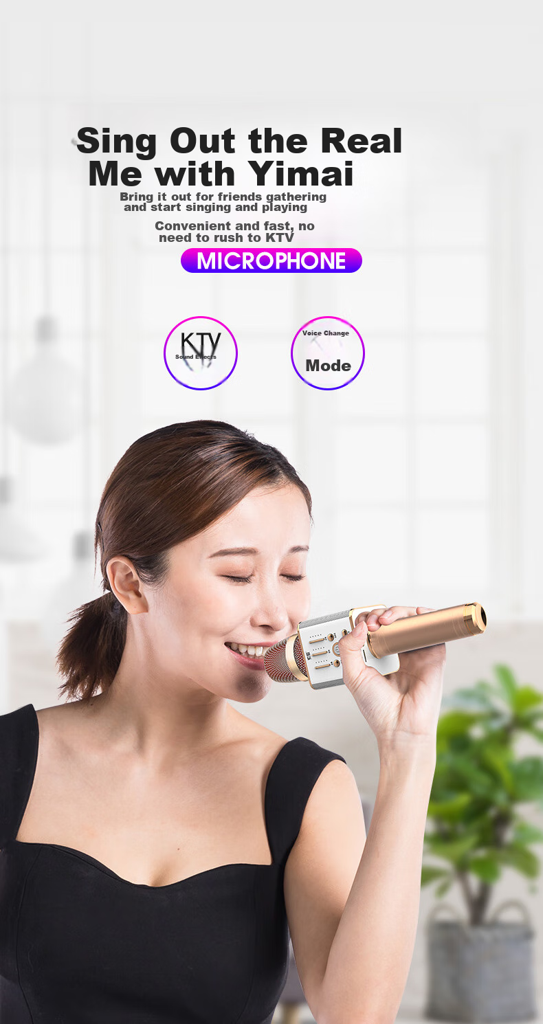 Soaiy Soaiy MC1 Wireless Karaoke Mobile Microphone, Live Streaming Host Singing Tool, All-In Wireless Bluetooth Microphone Speaker for Home And Outdoor KTV, Elegant Black 5