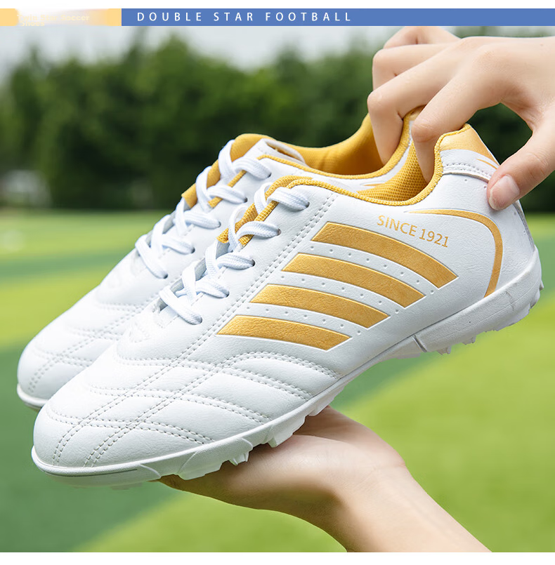 Shuangxingbate Soccer Shoes with TF Turf Studs, Short Studs for Men, Women, Adults, Teenagers, Students, Leather Upper, Football Training And Match Shoes for Artificial Turf 20