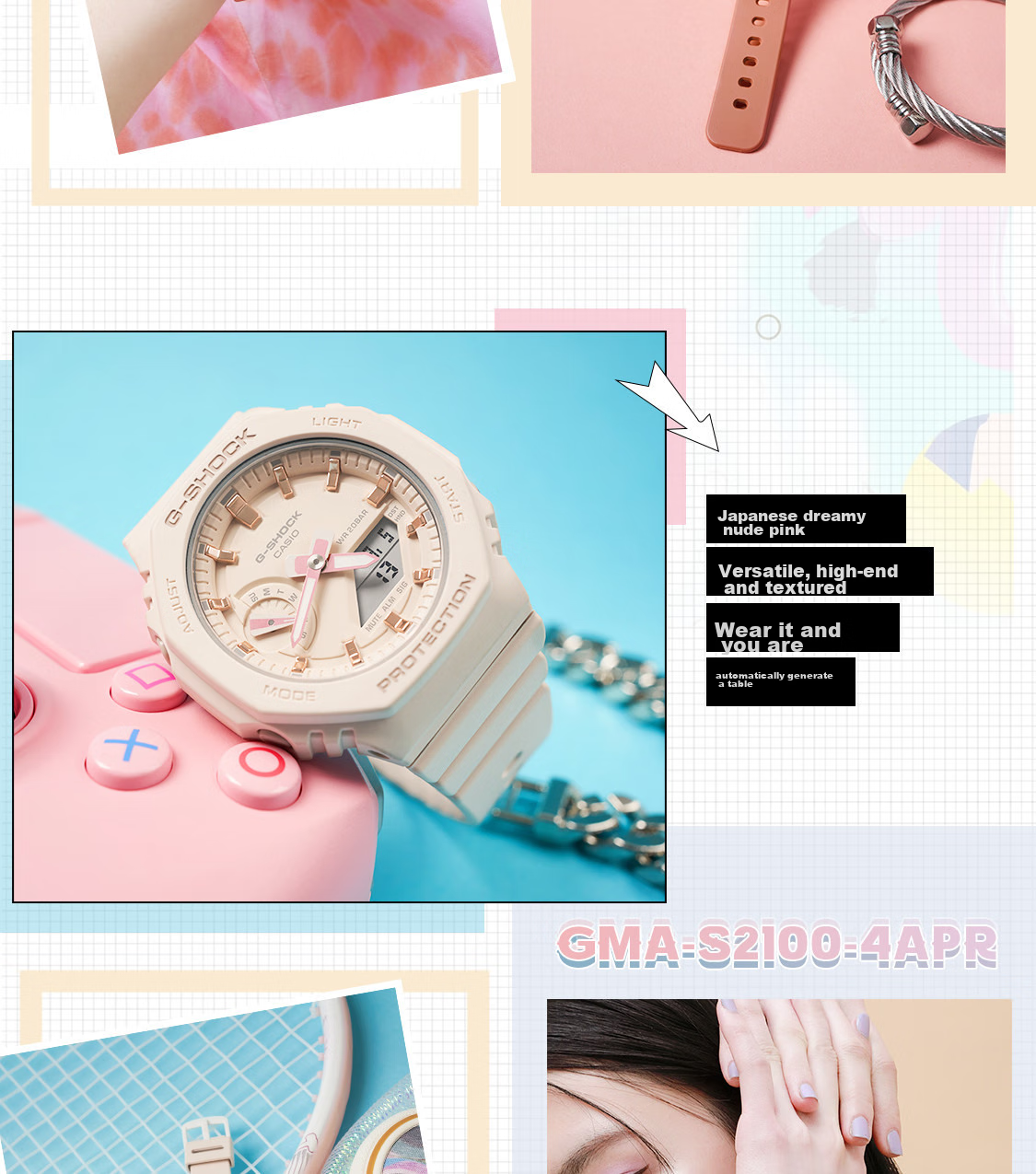 Casio Women's G-SHOCK Watch, Student Sports Digital Smart Watch, Japanese/Korean Style, Gift for Girlfriend, GMA-S2100 4