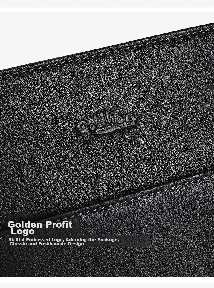 Goldlion Single-Shoulder Bag, Top-Grain Leather Crossbody Bag, Business Men's Bag, Vertical Style, Japanese Character Design, Birthday Gift 13