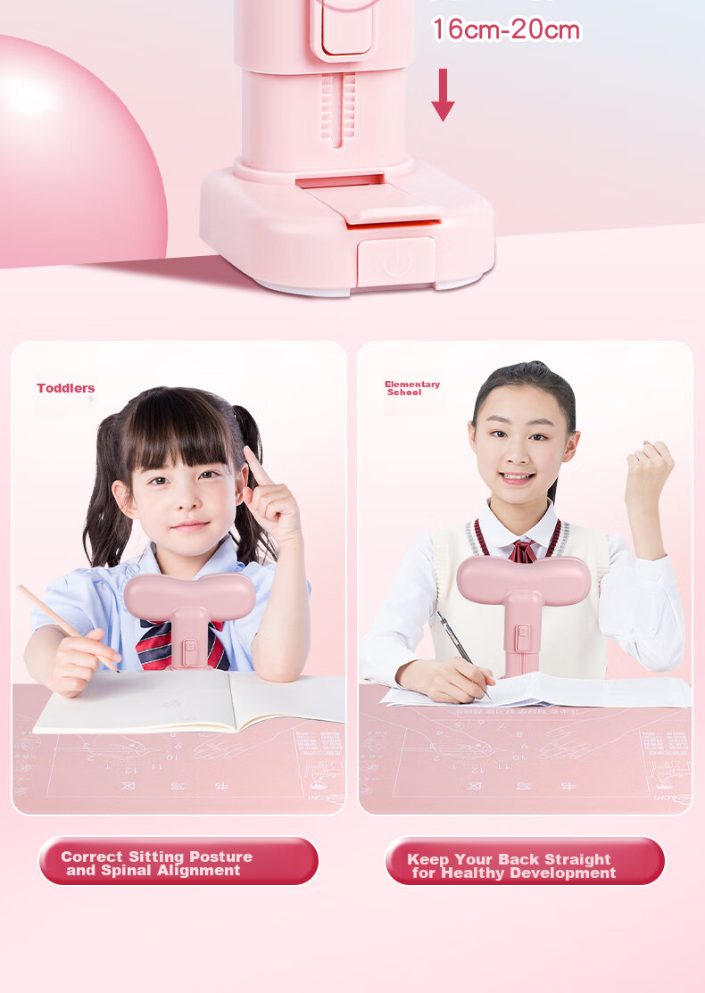 DiLe Soft Rubber Posture Corrector for Children's Writing, Desktop Anti-Low Head Device, Adjustable Height Stand for Primary School Students' Posture And Study Support Clip-On Desk Model 894 Blue 7