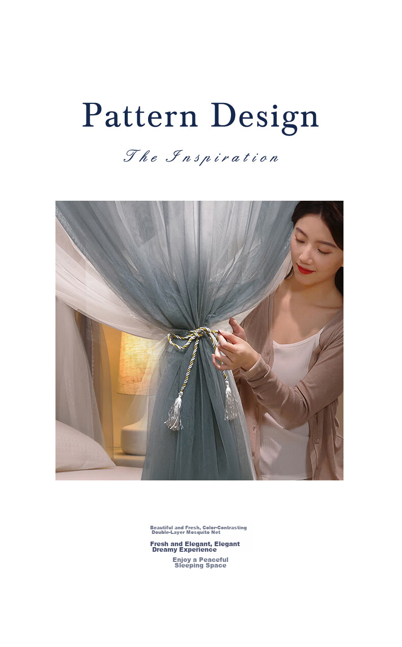 La Torretta Luxury Double-Layer Floor Mosquito Net, Width 1.8 × Length 2.0m - Clear Blue 2