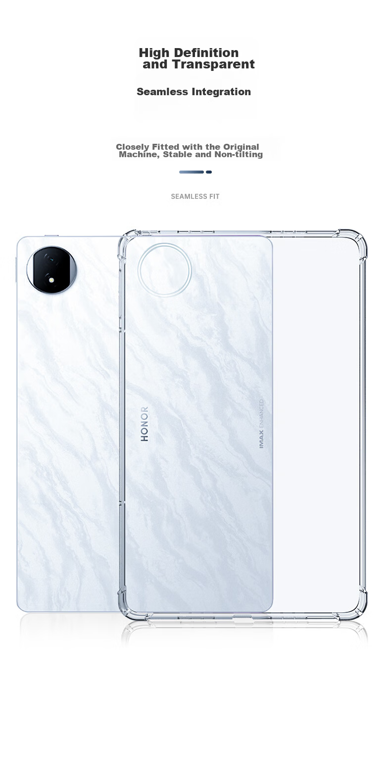 BIAZE Compatible with Honor MagicPad 2024 Protective Case, Honor Tablet 12.3-Inch Protective Cover, TPU Transparent Case with Four Corners PB535 - Transparent White 6