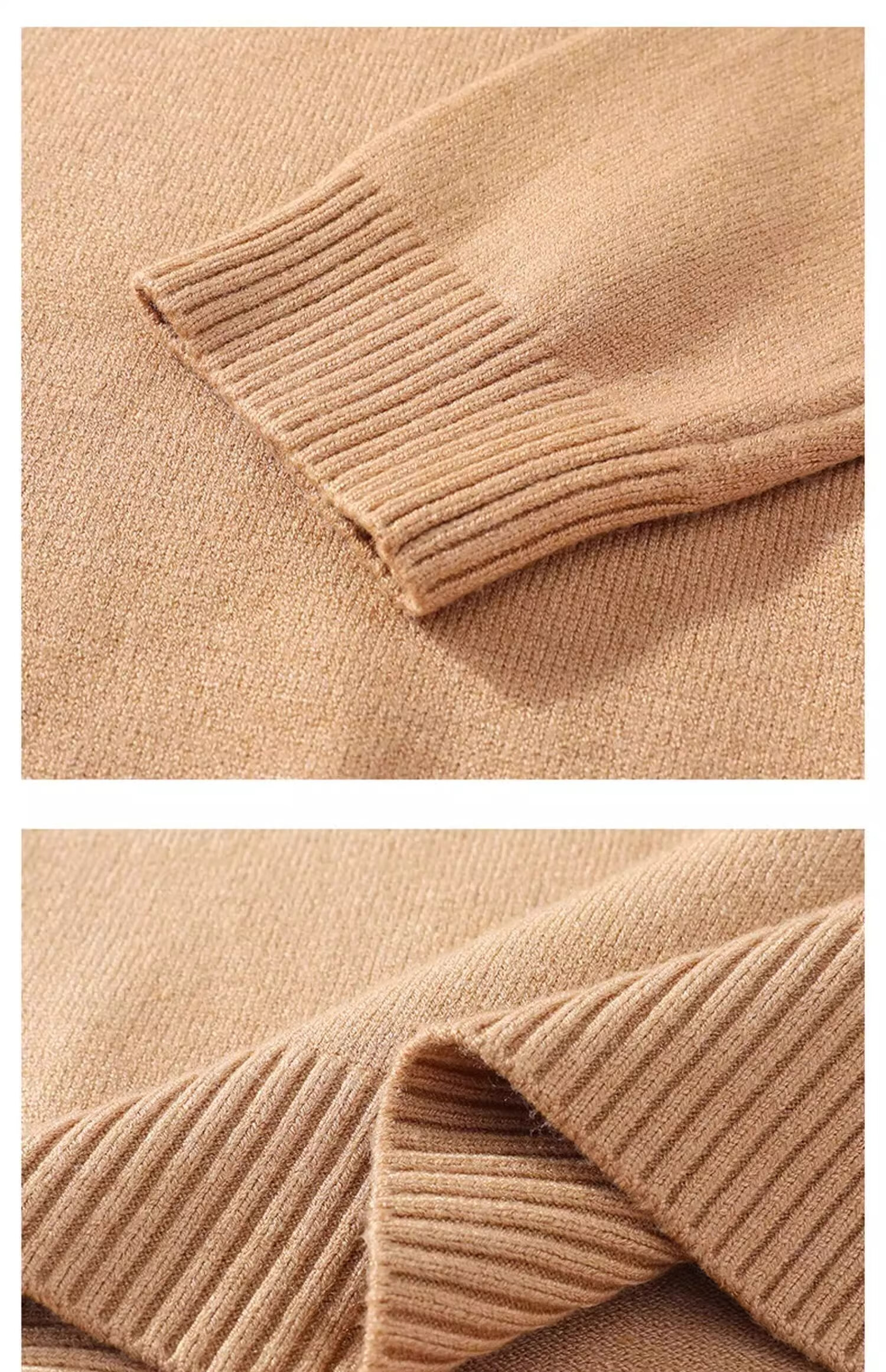 GENIOLAMODE Men's Turtleneck Sweater, Winter Simple Inner Layer Warm Base Knit Sweater, Khaki, XL 14