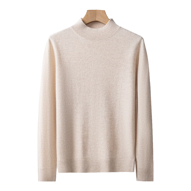 Hengyuanxiang 100% Pure Wool Sweater for Women, Thick Half-Turtleneck Loose Base Layer, Winter Fashion Knit Top Sweater