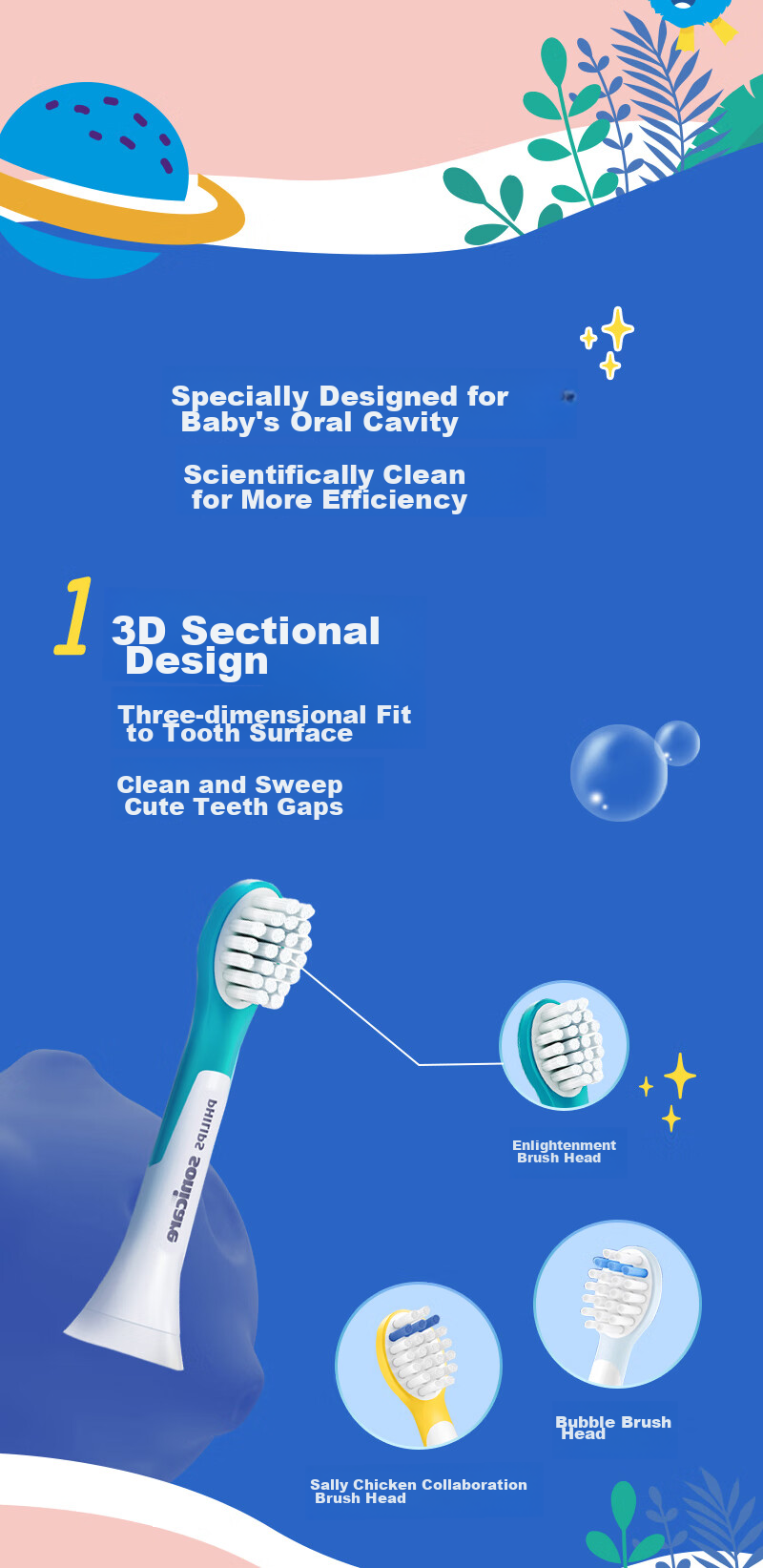 PHILIPS Electric Toothbrush Heads Kids Mini Official Original 2-Pack HX6032/84 Compatible with Little Flying Brush HX5232 HX6322 HX6352 Electric Toothbrush 4