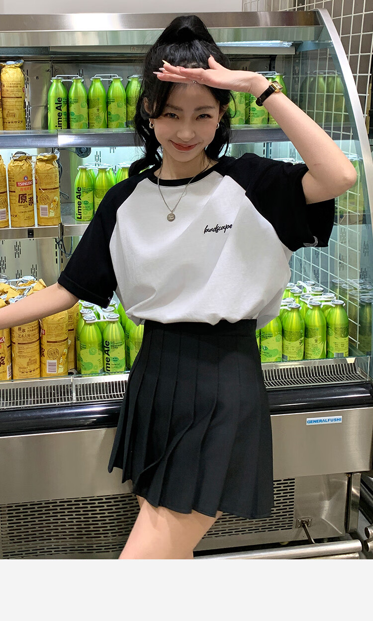 TonLion 2025 Women's Crew Neck Raglan Sleeve Letter Print Short Sleeve T-Shirt WP Black / Second Batch L 8
