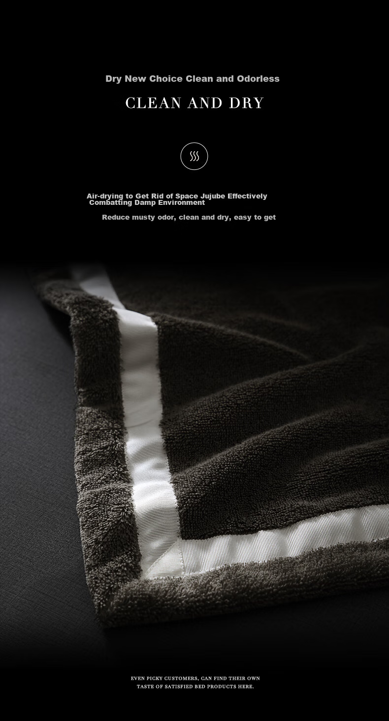 Canasin Five-Star Hotel Pure Cotton Bath Towel, Spliced Antibacterial Absorbent Thick SEK Certified Dark Gray 150*90cm Sports 4