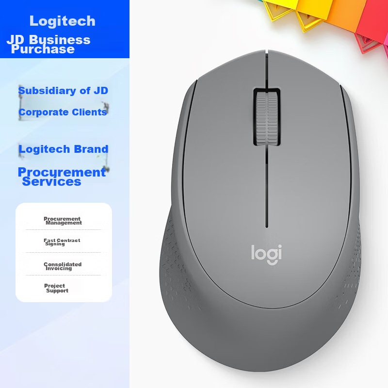 Logitech M280 [Enterprise Grade], Wireless Office Mouse, Right-Handed Laptop Mouse, Ergonomic Design, with Wireless 2.4G Receiver, Gray [Order Bonus]
