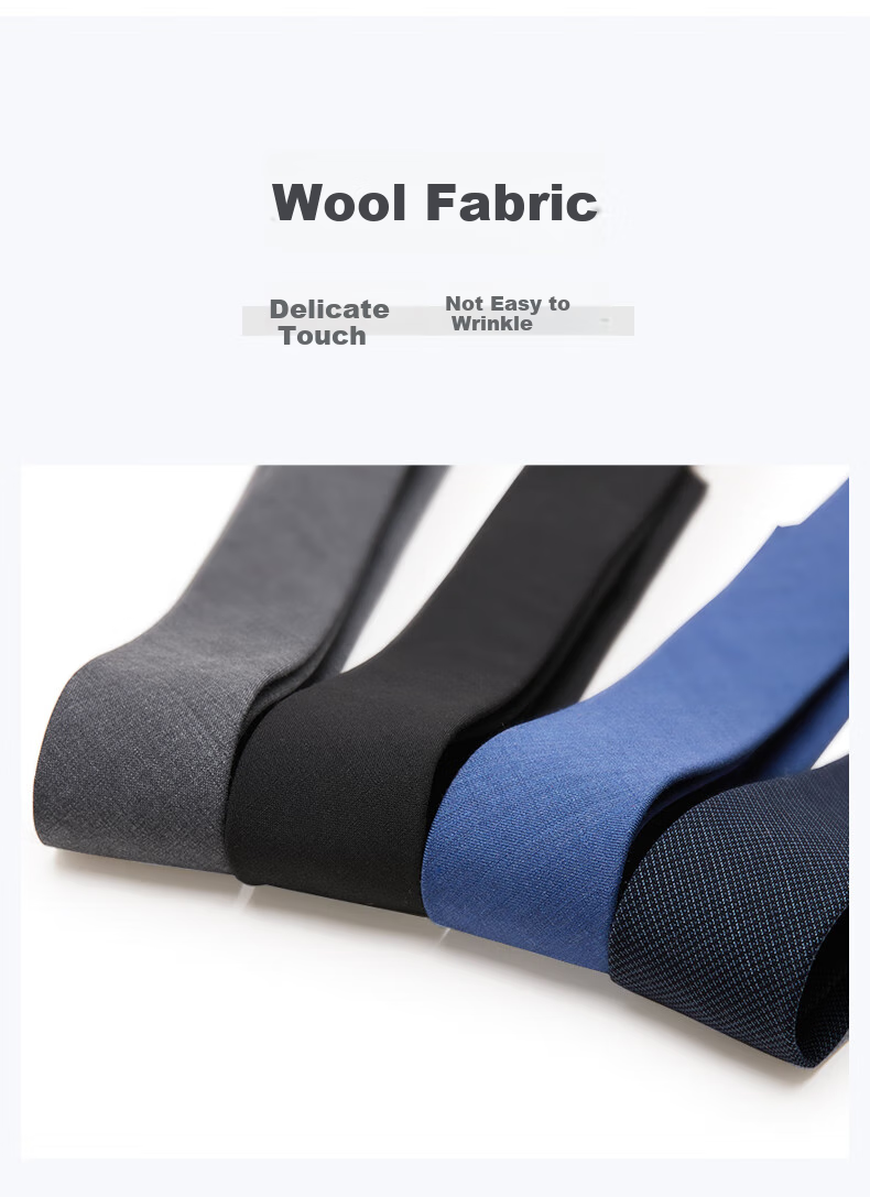 Luomeng Men's Wool Tie, Business Formal Wear, Solid Color Versatile Style for Interviews, Work, Weddings, 5.5cm Hand-Tied Gift Box Packaging 3