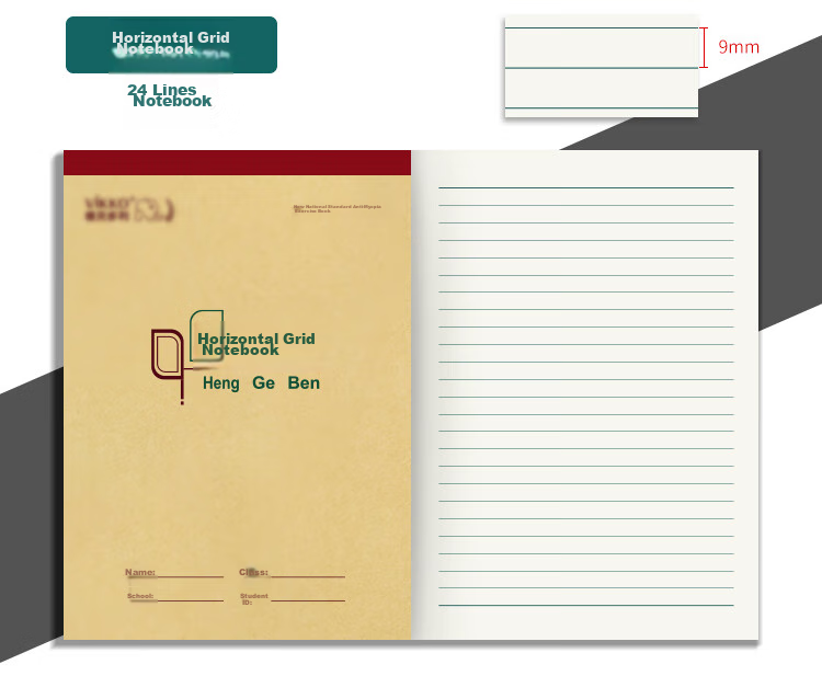 Duoliboshi, 10 Books, 16mo Size, 22 Pages Per Sheet, Horizontal Lined Paper with 24 Lines, Chinese Language And Arithmetic Notebook, Math Workbook for Primary School Students Grades 3-6, Thick Lined Paper for Middle And High School Students, Homework Notebook 3