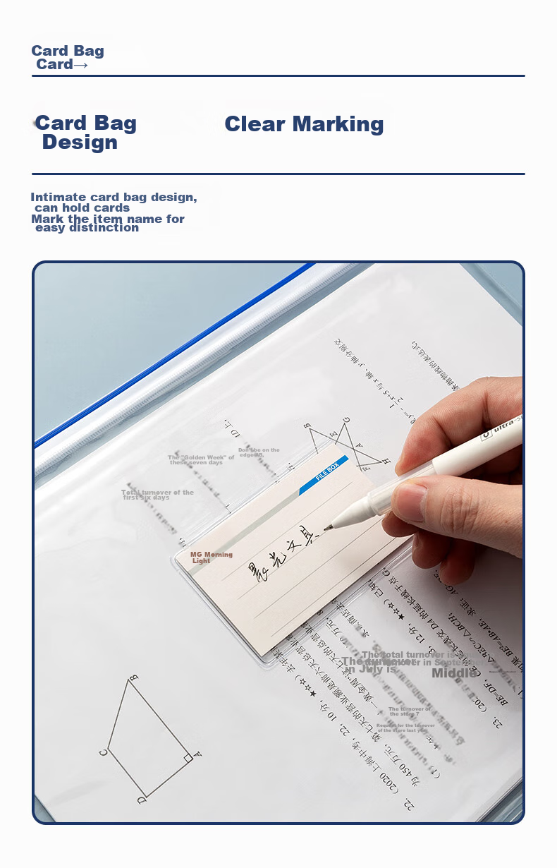 M&G Stationery A4 Transparent Side-Edge Pouches Student Zipper Bags Office Document Folders Student Exam Paper Receipt Storage Pouches 20-Pack Random Colors ADM94552 5