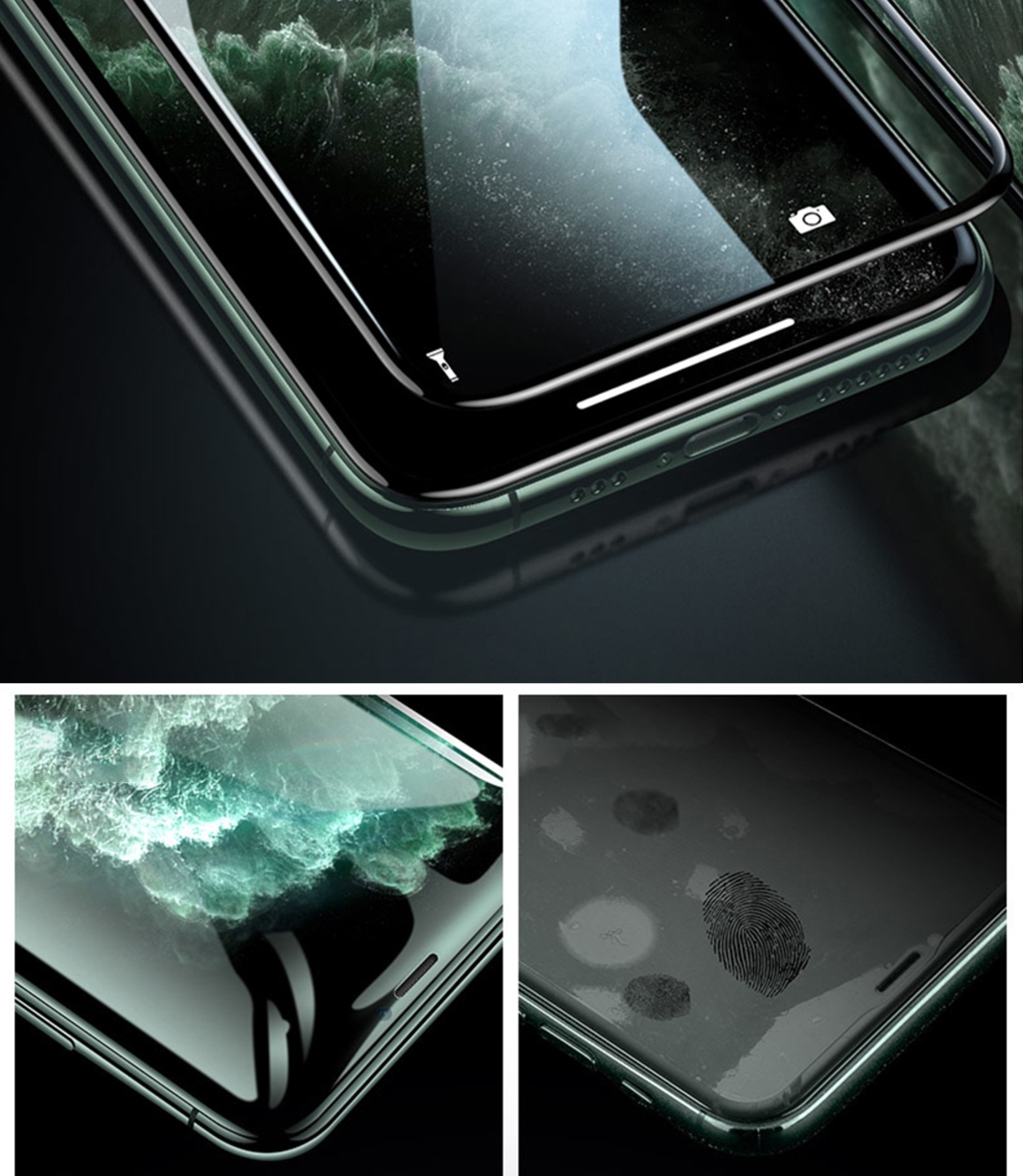ESCASE IPhone 11 Pro Max/XS Max Tempered Glass Screen Protector with Anti-Dust Mesh, HD Full Coverage Glass Front Film for IPhone 11 Pro Max/XS Max 15