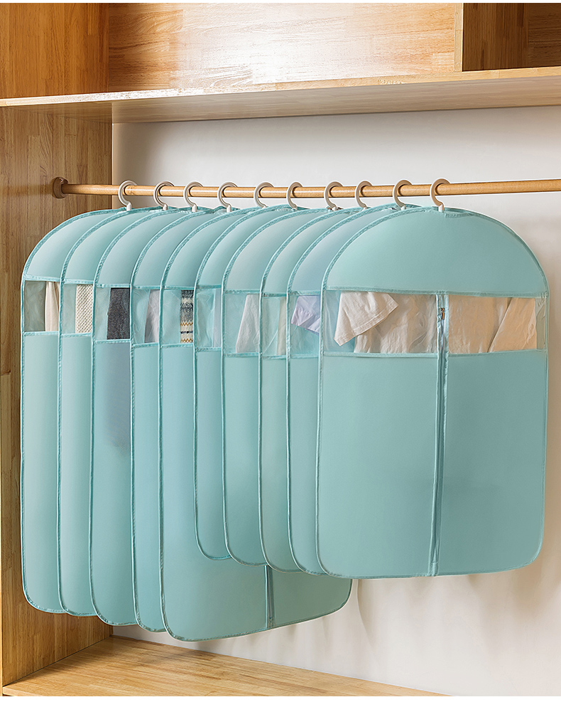 JEKO&JEKO Clothing Dust Cover, Dust Bag Set of 10, for Coats And Down Jackets, Garment Storage Bag, Transparent Clothes Cover, Hanging Bag, Blue 18