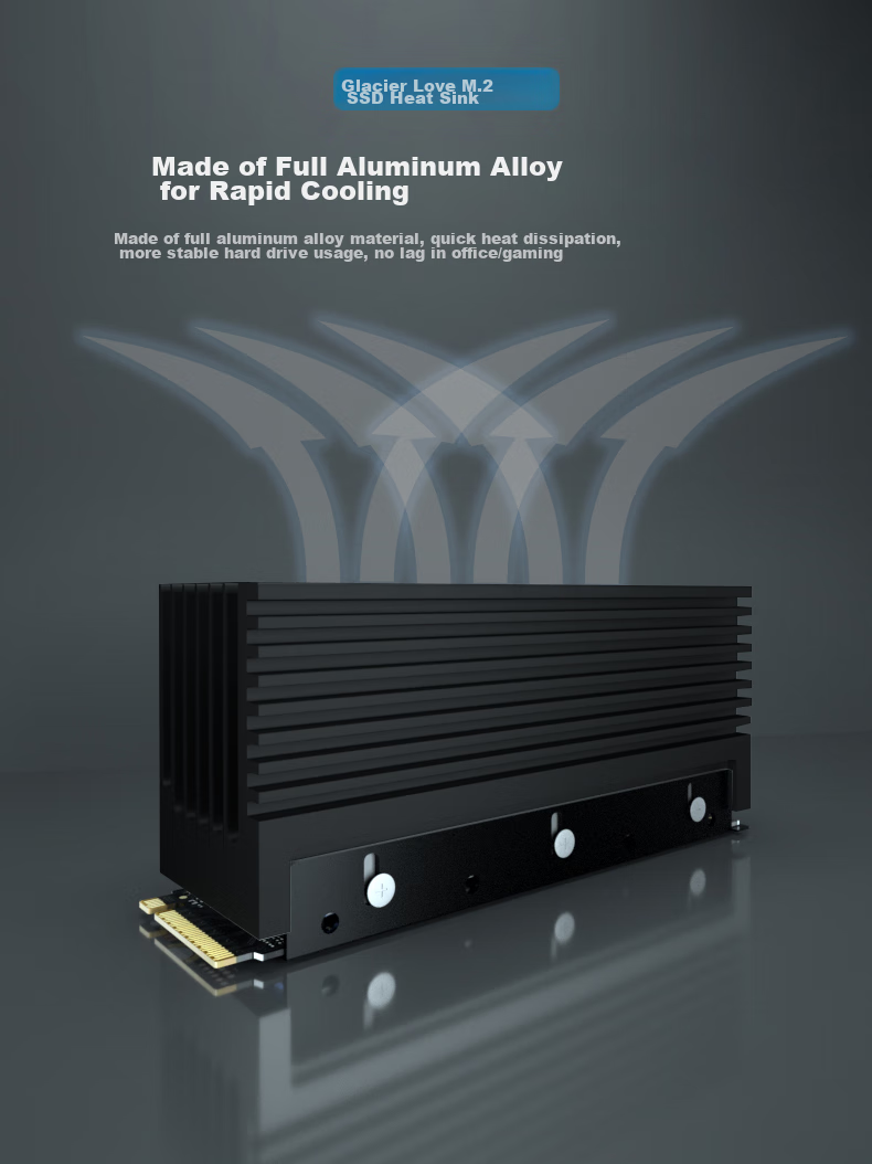 JEYI M.2 Ultra-Long Vertical Fin Heat Sink, NVME SSD Cooling Tower, All-Aluminum High-Rise Heat Column Set, Heightened Design, SSD Rapid Cooling, Compatible with 2280 1