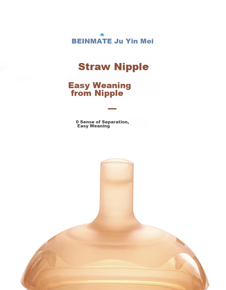 Beingmate Big Baby Straw Nipple, Infant Breast-Like Weaning Wide-Neck Silicone Nipple for Learning to Drink Milk, Suitable for 12 Months And Above 3
