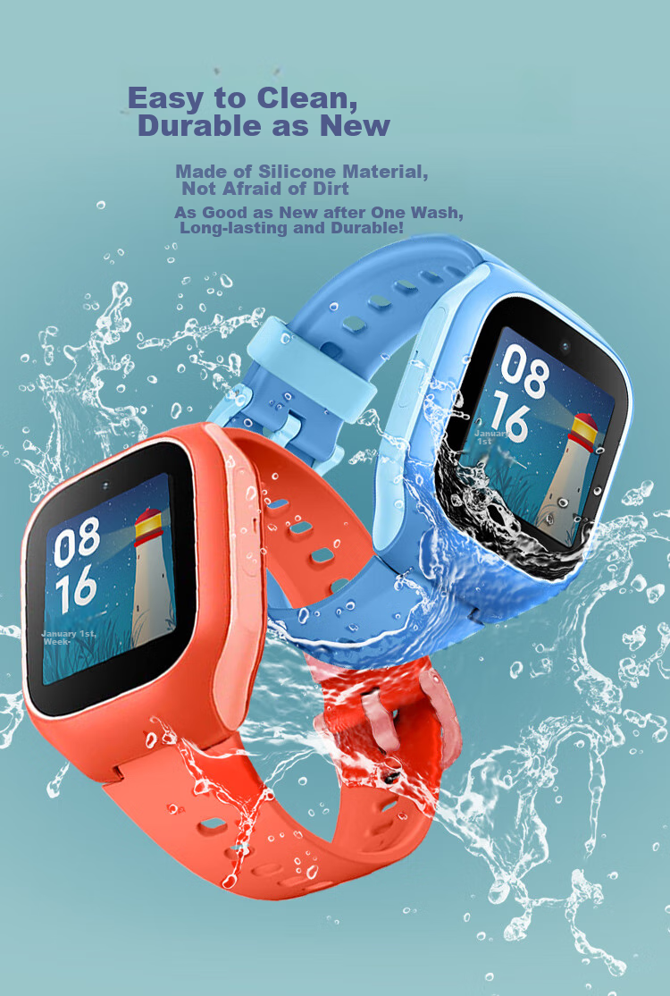 Freeson Compatible with Mitu Children's Smartwatch 6C Strap, Xiaomi Learning Watch 6c Strap, Detachable Replaceable Skin-Like Soft Silicone Wristband for Smart Video And Photo Watch, Blue 5