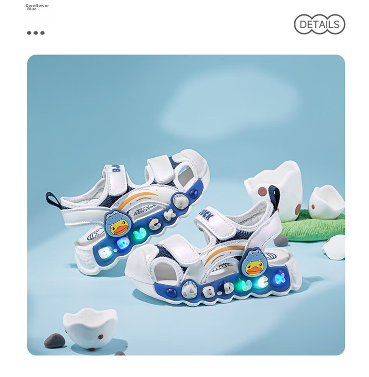 B.Duck Children's Sandals, Cartoon Fashionable Shoes for Boys And Girls, Summer Closed-Toe Beach Shoes, 5006 White-Pink, Size 30 13