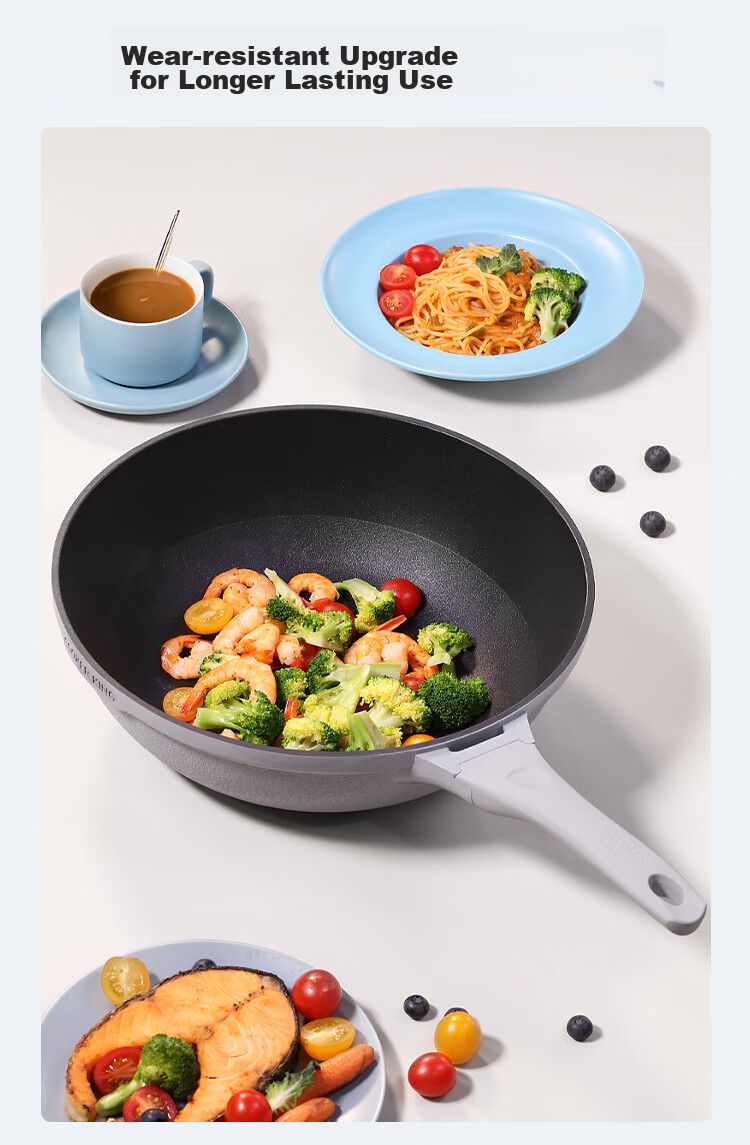 COOKER KING Wok, Easy-To Flat Bottom Non-Stick Pan, Stir-Fry And Frying Pan, 32cm, Compatible with Induction Cookers, Meishang BP50816 4