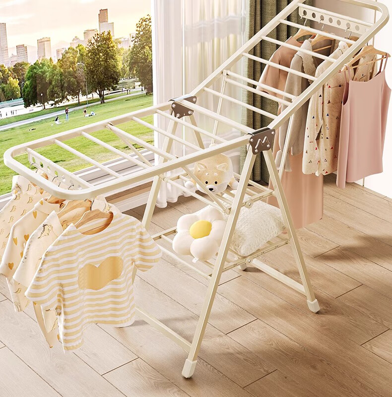BIX Floor-Standing Clothes Rack for Bedroom, Home Drying Rack, Simple Coat And Hat Stand, Indoor Balcony Clothes Hanger, 1.8m Double-Layer 1