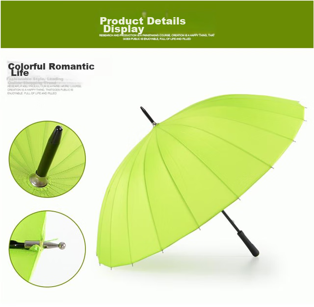 MAYDU Heavy Rain Umbrella, Long Handle, 24 Ribs, Automatic Opening Umbrella, Water-Resistant, Windproof Straight Handle Umbrella M7007, Matcha Gree 6