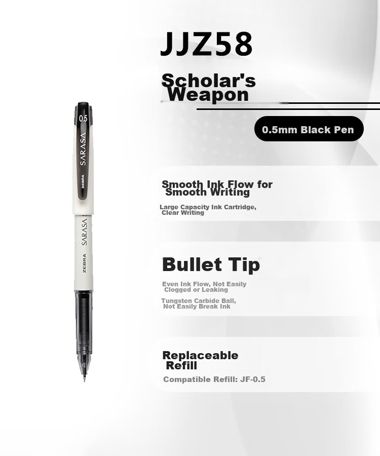 ZEBRA Learning Combination Set, 10 0.5mm Student Exam Writing Gel Pens, Office Signing Pens, Xueba Liqi Series, Pack of 6 7