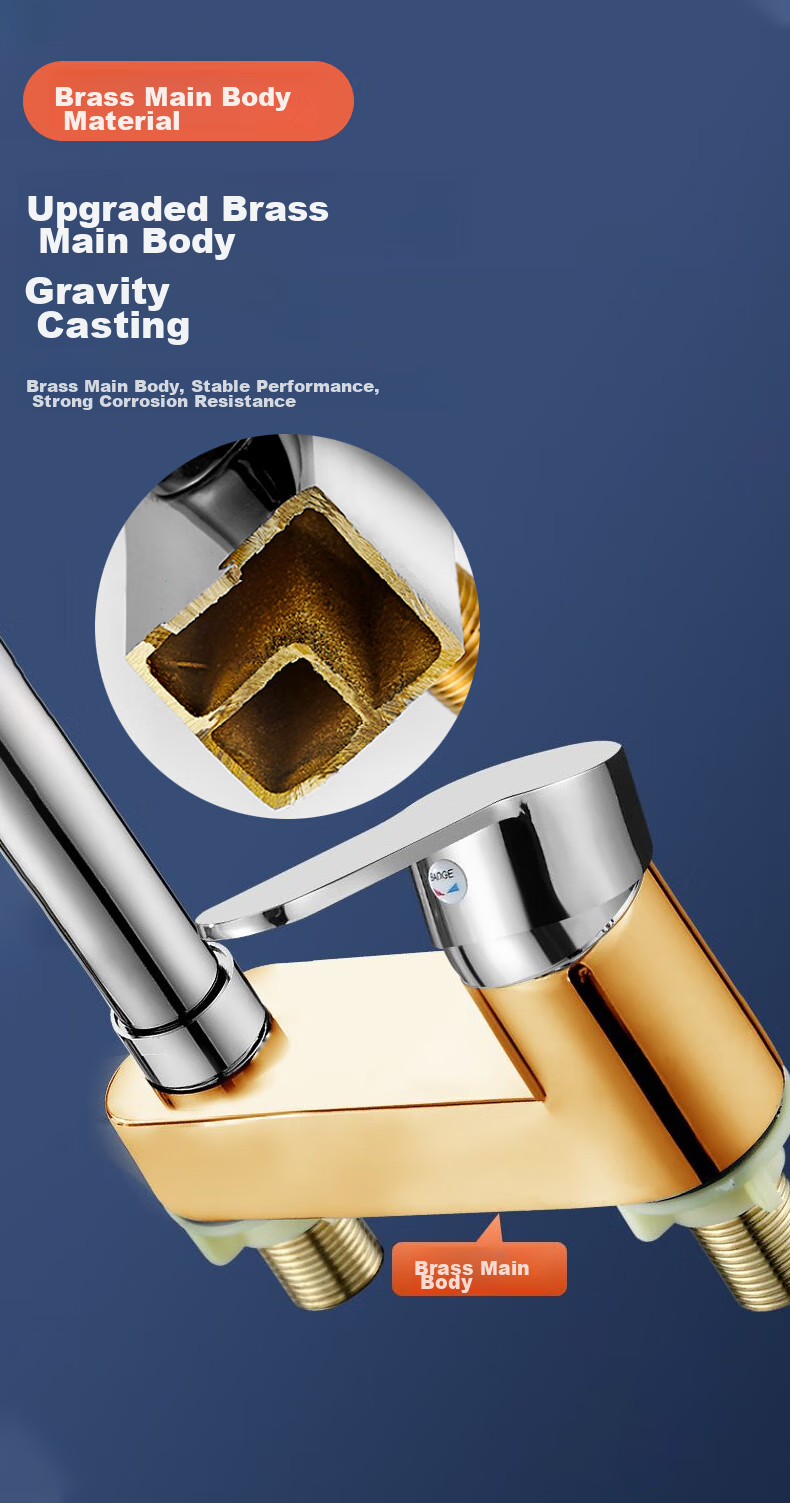 BSITN Double-Hole Basin Faucet, Washbasin Cold And Hot Thickened Brass 720° Rotating Bathroom Faucet B8057 6