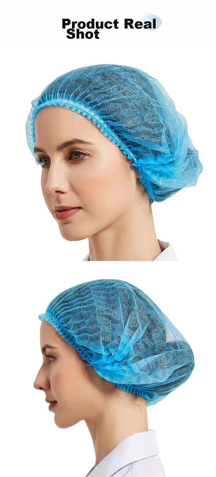 Gongzhe Disposable Hood, Thickened Non-Woven Dust-Free Hood, Strip Isolation Hood for Kitchen, GZ-T Blue, Pack of 100 11