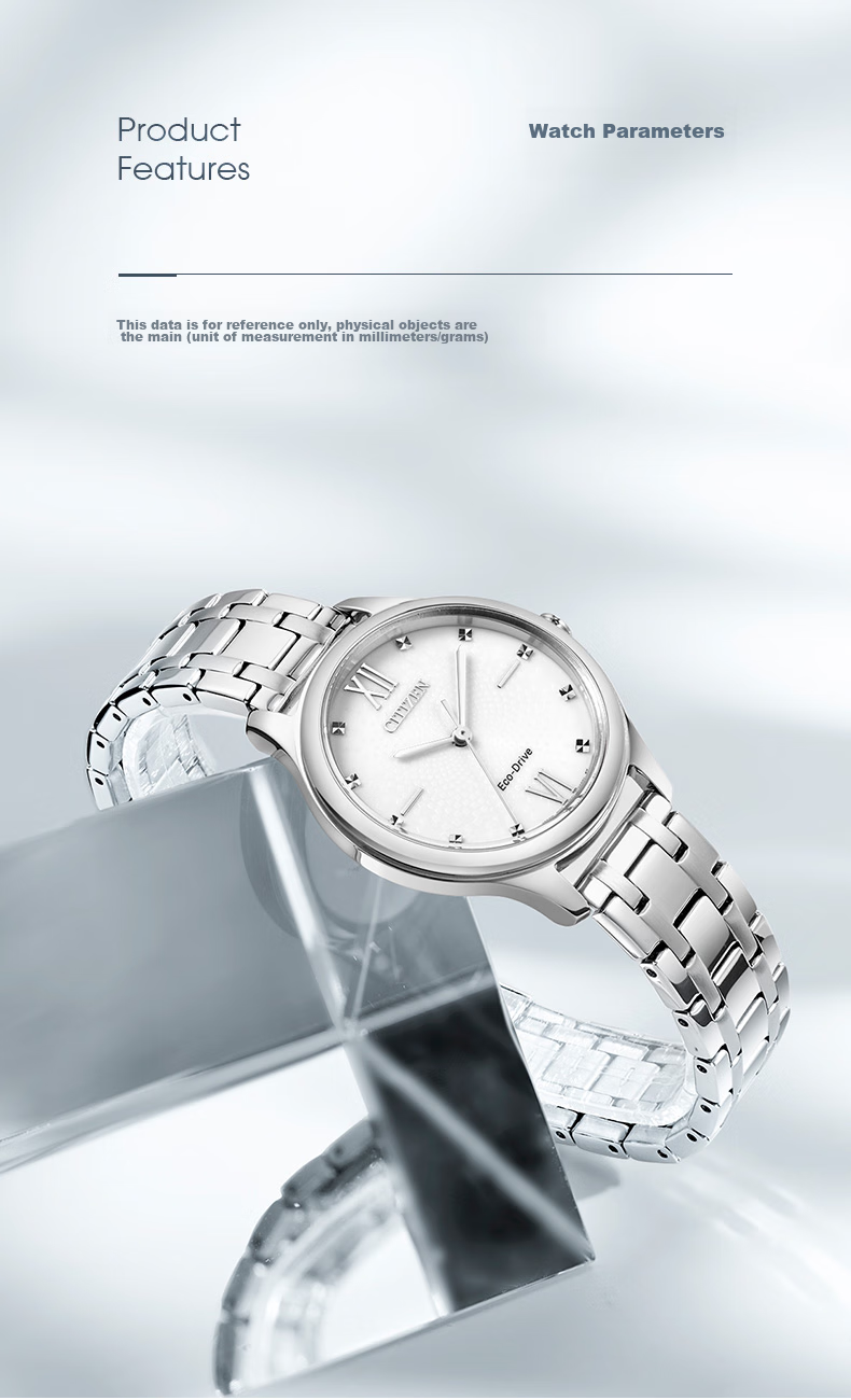 CITIZEN Watch for Women, Japanese And Korean Style, Eco-Drive, White Dial, Steel Band, Fashionable Gift for Girlfriend, EM0500-73A 6
