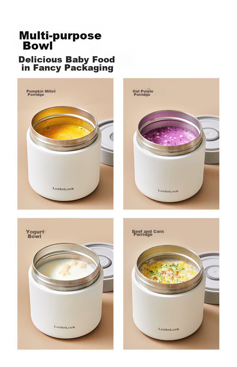 LOCK&LOCK Insulated Lunch Box, Children's Food Container, Vacuum Baby Food Bowl, Sealed Stainless Steel Soup Pot, Portable Takeaway Porridge Cup 7