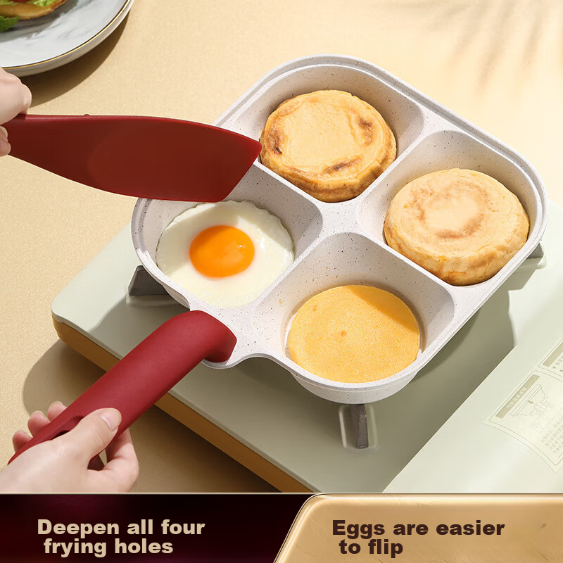 SSN Four-Hole Frying Pan, Deep Egg Pan, Burger Pan, Breakfast Pan, Meat And Egg Burger Pan, Fried Egg Maker, Four-Compartment Egg And Hamburger Pa 1