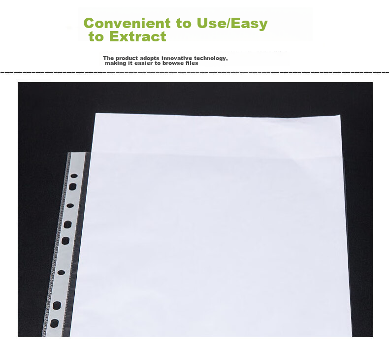 Bailiwen EH303/4 Loose-Leaf Binder (100 Pieces), 11-Hole File Folders, Refill Pockets, Transparent Document Sleeves, File Protectors 6