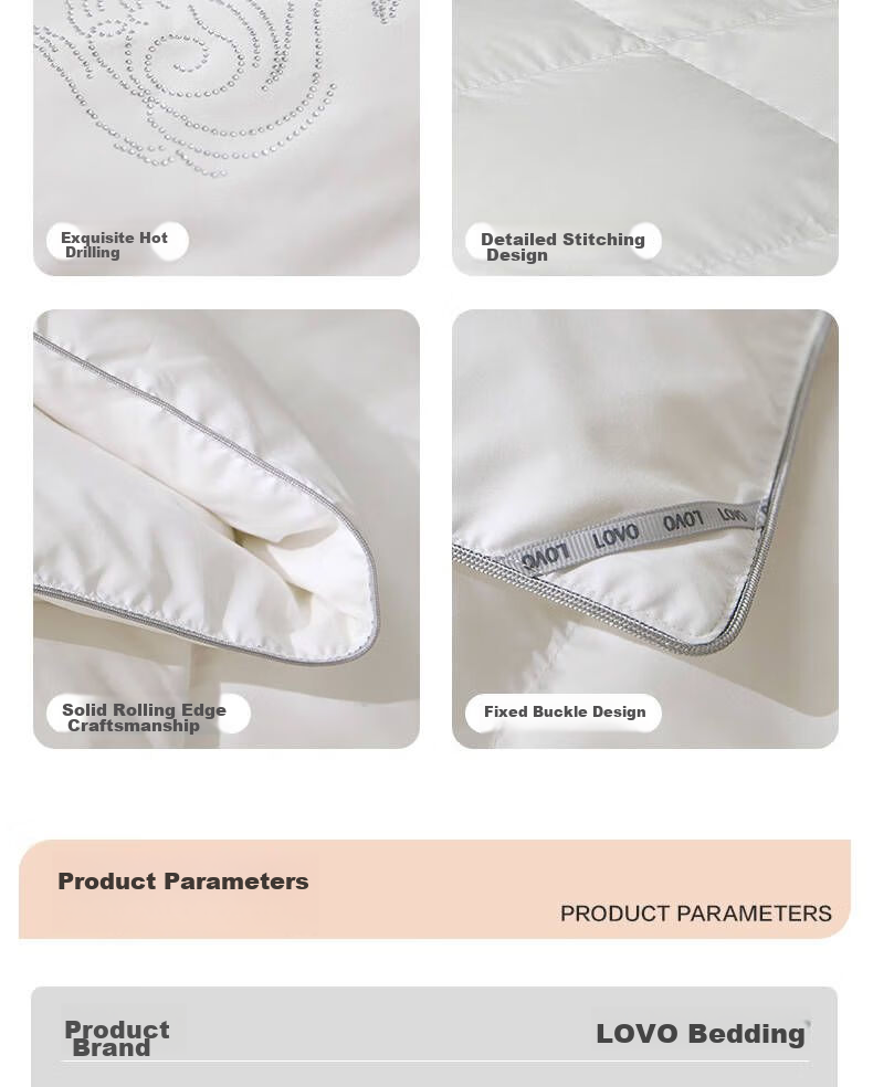 LOVO Class A 95% Kunlun White Goose down Duvet Summer Comforter 140g Filling 150*215cm White Student Dormitory 14