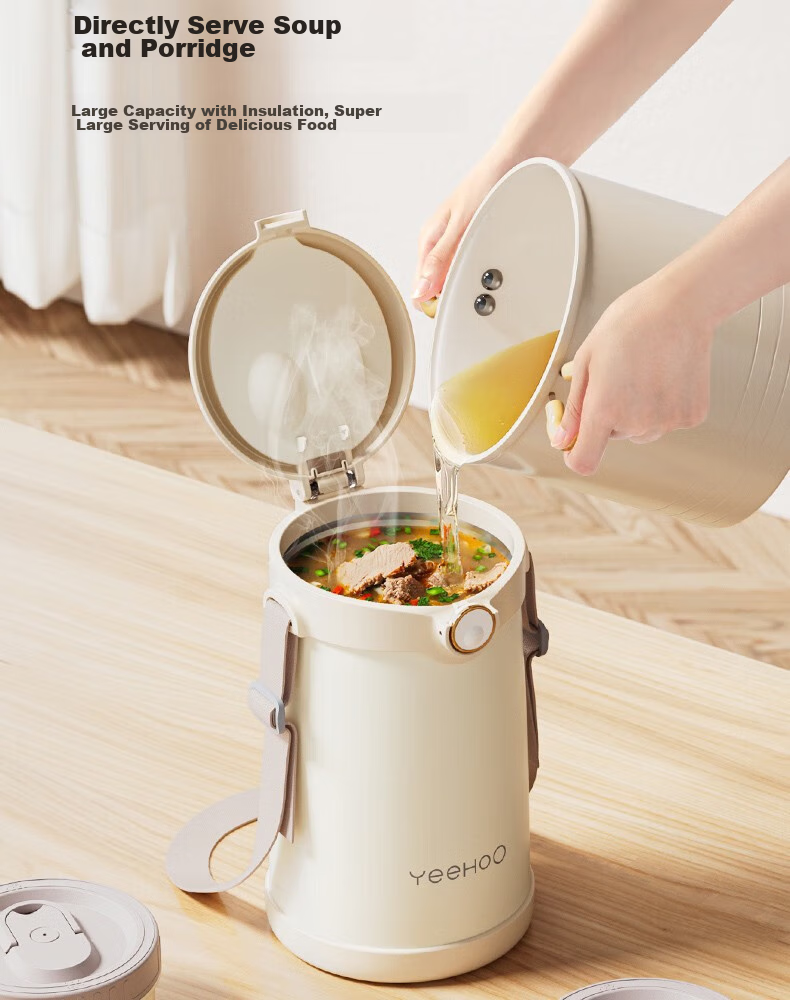 YEEHOO Insulated Food Container for Pregnant Women And New Mothers, Soup Warmer, Baby Food Container, Three-Layer Insulated Drink Box, 316 Stainless Steel Takeaway Thermos 6