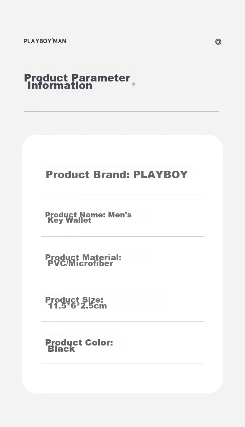 PLAYBOY Men's Key Case, Multifunctional Storage Card Holder, Protective Cover, Simple Home Key Pouch, Birthday Gift 8
