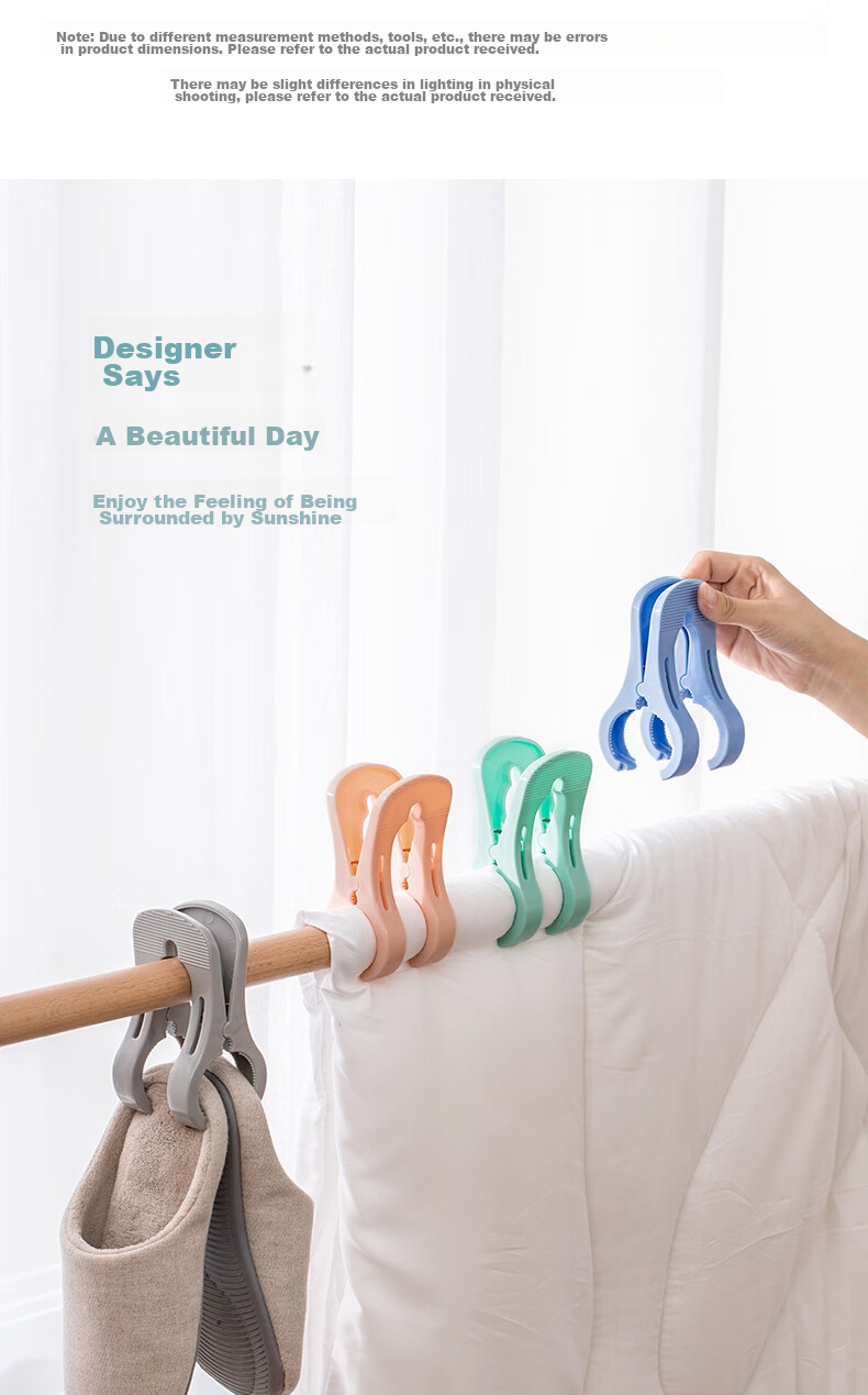 CHAHUA Clothes Hangers, Drying Clips, Clothespins, Bed Sheet Windproof Clips, Large Clips, Sock Clips, Quilt Clips, Pack of 18 2