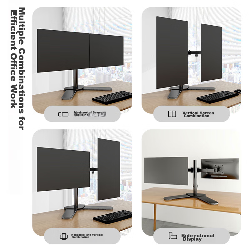 LUCKPRO Dual Screen Mobile Floor Stand Monitor Mount Video Conference Smart Screen Cart Universal Floor Stand Bracket for Office Meeting Teaching Exhibition