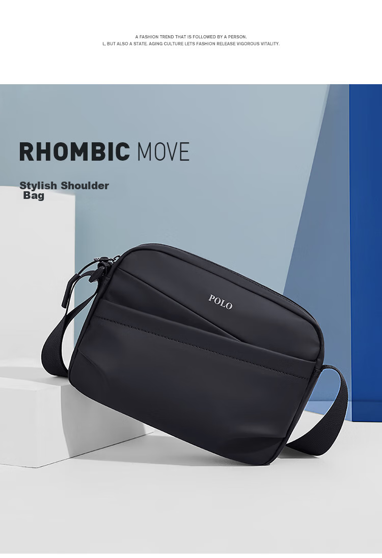 POLO Shoulder Bag, Men's Casual Crossbody Bag, Sports Satchel, Vertical Style IPad Bag for Men, Commuter Large Capacity Phone Bag 15