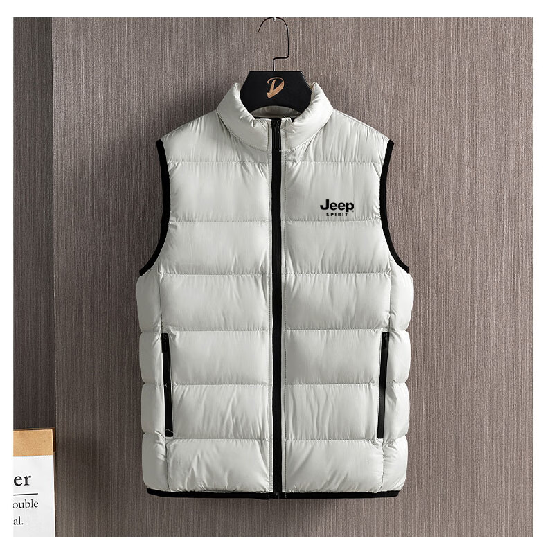 JEEP SPIRIT Men's Autumn Winter Sleeveless Cotton Vest Warm Cotton Waistcoat Casual Loose Fit Black 2XL 10