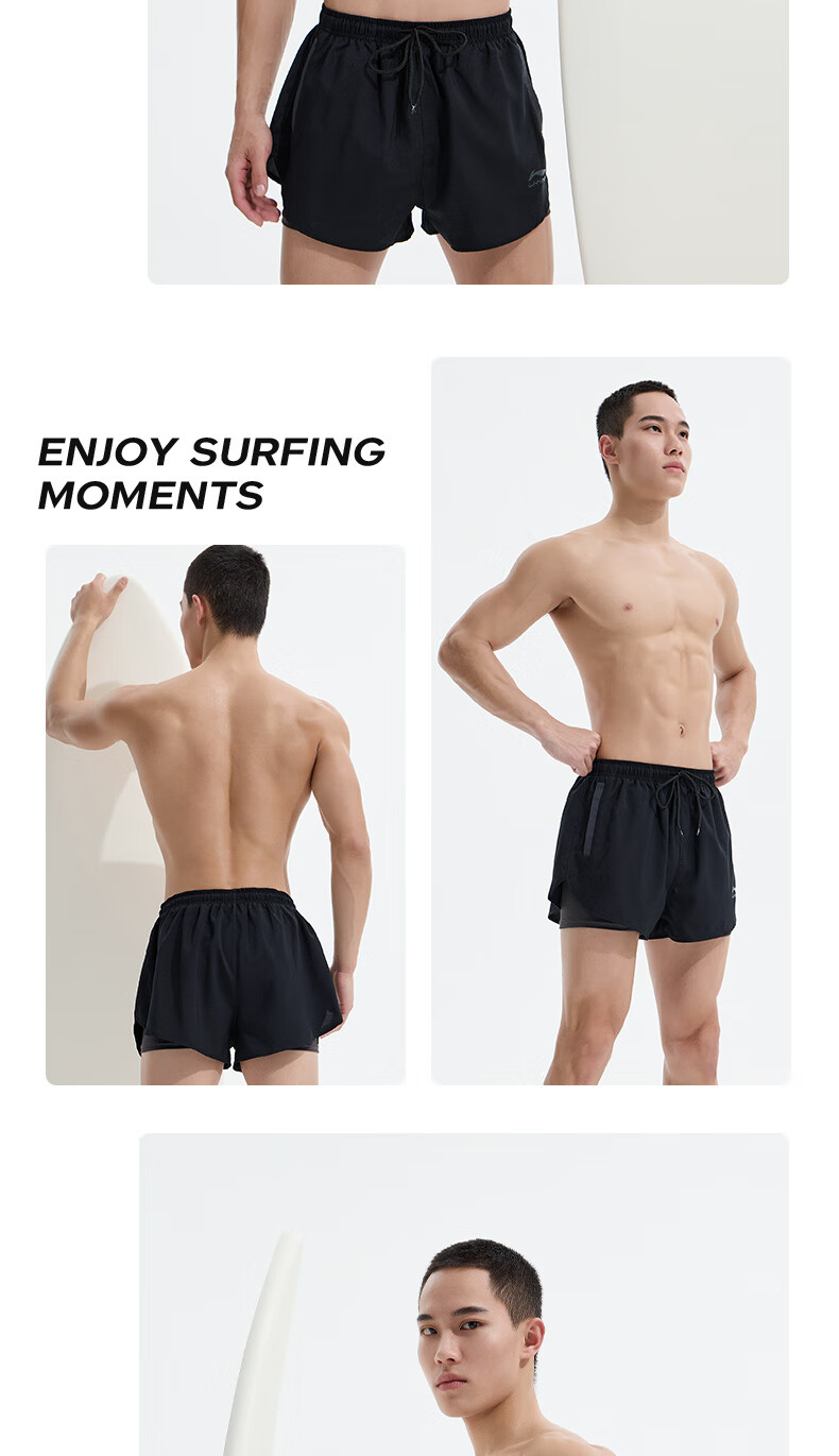 Li-Ning Men's Swim Trunks, Double-Layer Anti-Embarrassment, Suitable for Both Water And Land Use, Swimming Goggles, Swim Cap, Swimsuit Set for Men, 810 Black, XXL 21