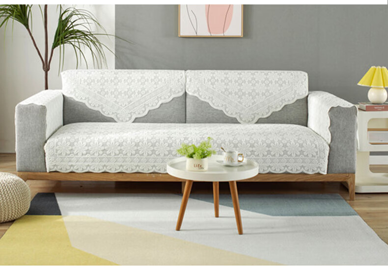 Jingxun Lace Sofa Cushion, Sofa Cover, Thickened Backrest Cover, All-Season Armrest Towel, 90*180 9